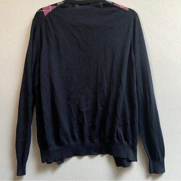 Uniqlo wool blend argyle button sweater cardigan Sz M - Picture 2 of 8